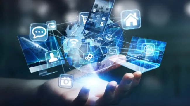 tech and holographic globe